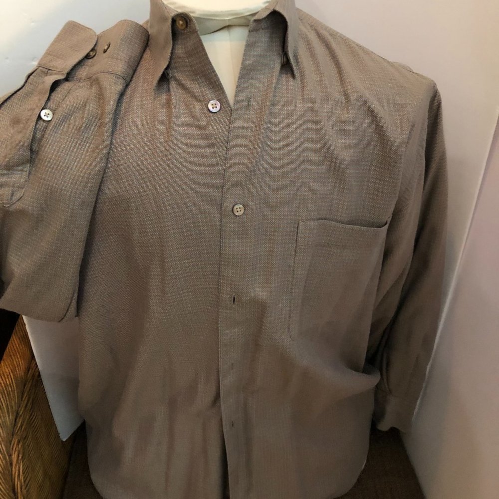 Tricots St. Raphael  tiny check  shirt Size Large  Br/blue/yellow